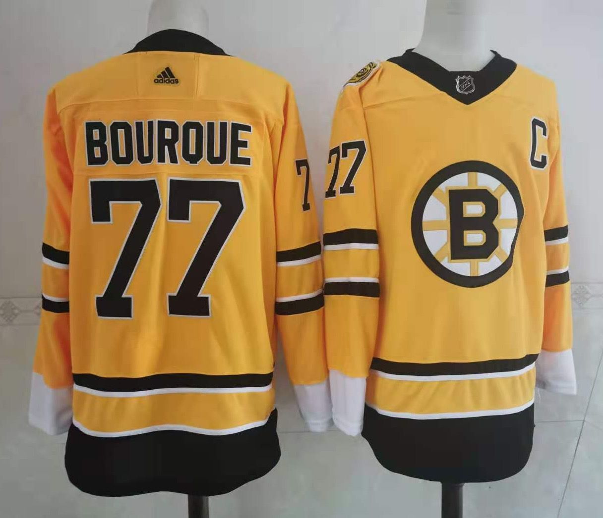 Adidas Men Boston Bruins #77 Bourque Authentic Stitched yellow NHL Jersey